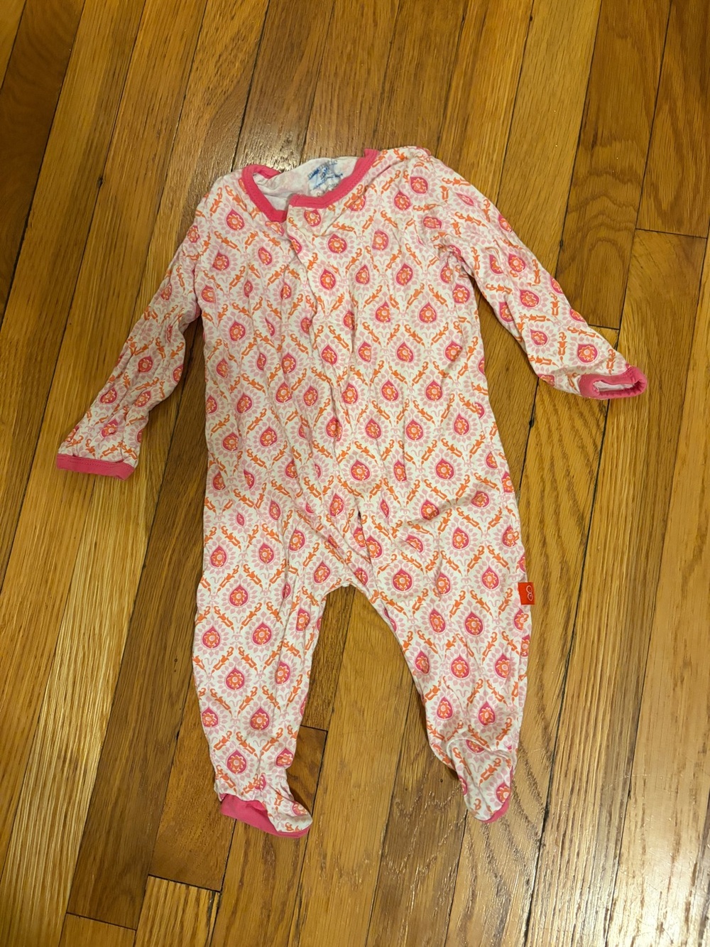 Magnetic Me Floral Damask Modal Footed Sleeper Pink 0-3 Months